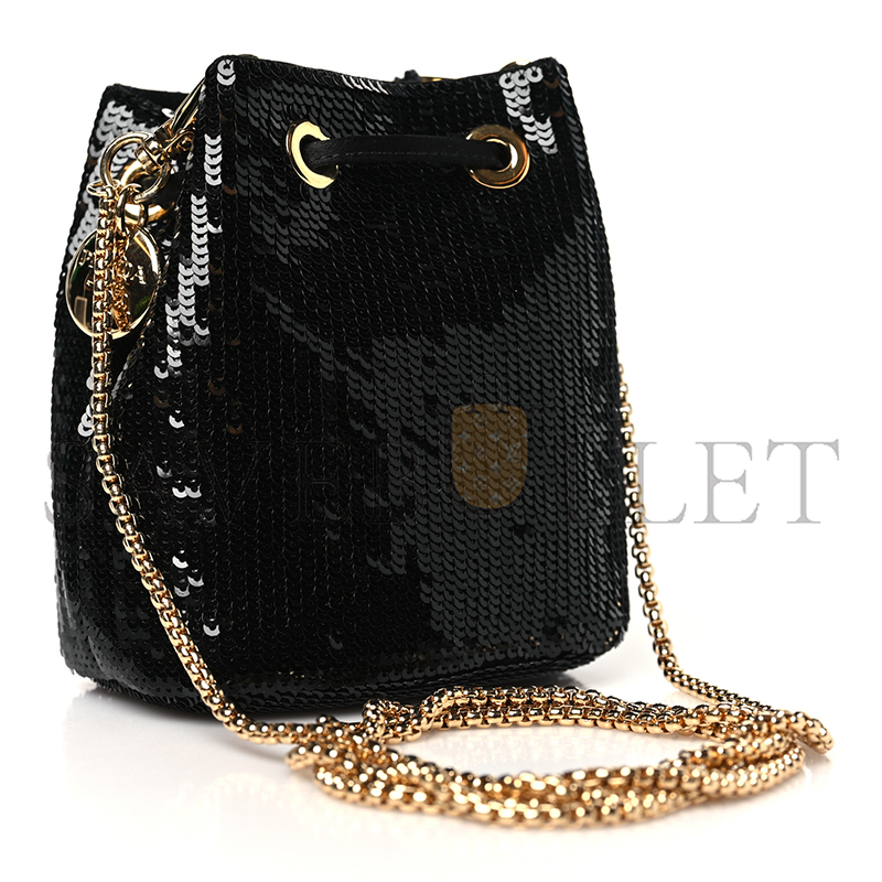 PRADA BLACK SEQUINED SATIN MINI 1NR016 (12*9*6cm)